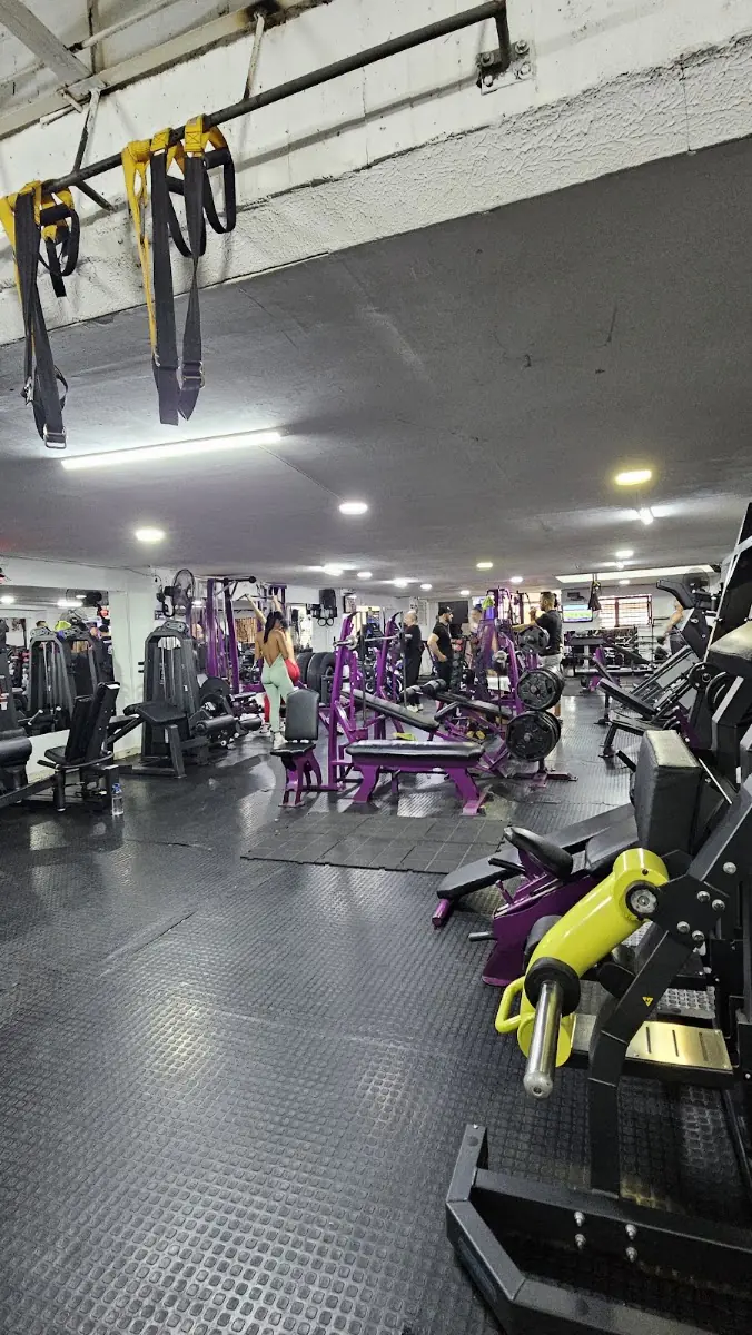 Pasillo de máquinas con TRX en el techo